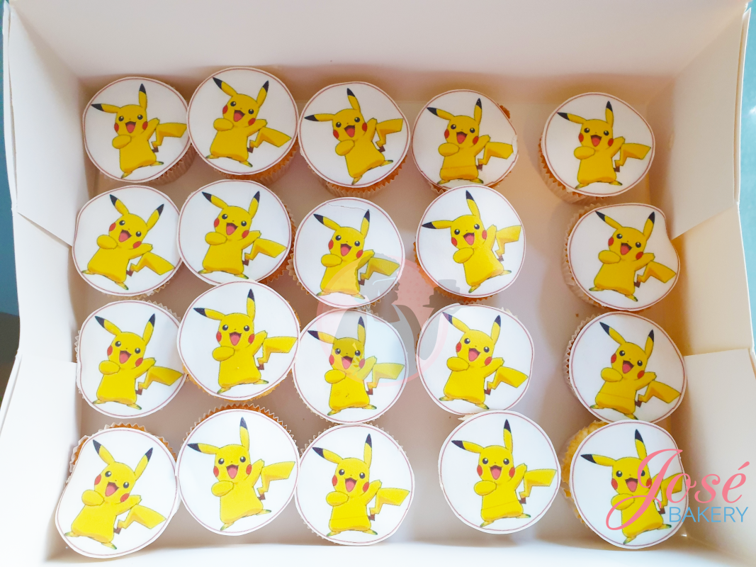 Pikachu cupcakes met eetbare print bestellen per 12 stuks - Jose bakery