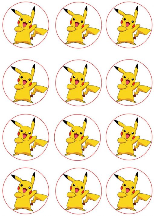Pikachu eetbare cupcake prints 12 stuks bestellen - Jose bakery