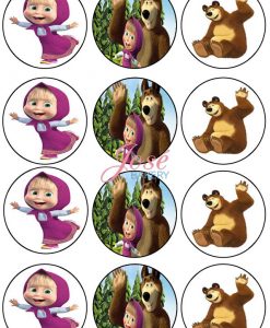 Masha en de beer cupcake prints 12 stuks