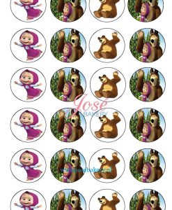 Masha en de beer cupcake prints 24 stuks