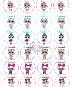 LOL cupcake prints 24 stuks met naam