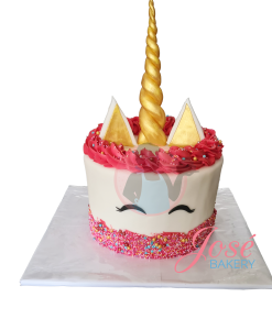 Eenhoorn taart roze met parels 10 personen